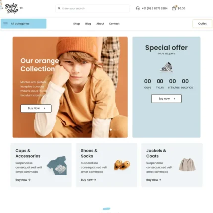 Baby Shop Website Design with Free Web Hosting