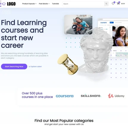 Courses Shop Website Design with Free VPS Web Hosting