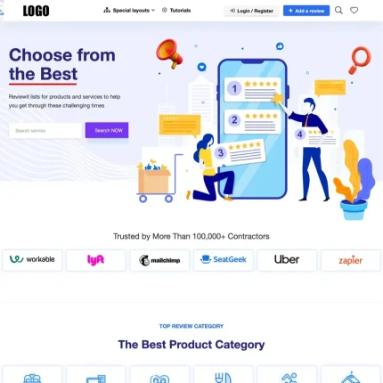 Review Listing Website Design with Free VPS Web Hosting