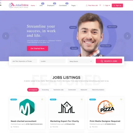 Online Jobs Website Design for Sale with Free VPS Web Hosting