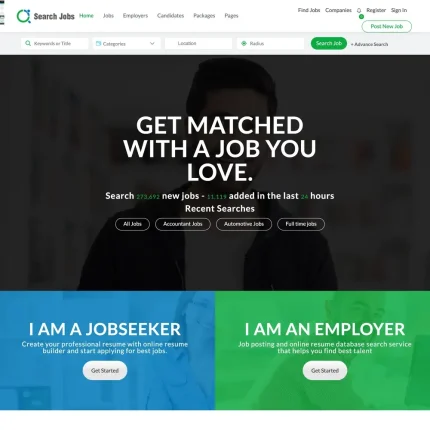 Search Jobs Website Design with Free VPS Web Hosting